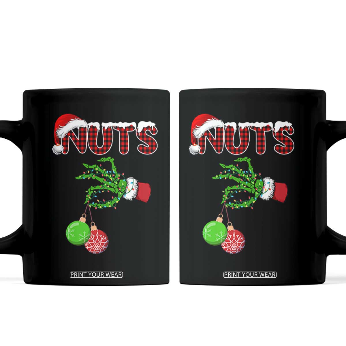 Funny Couples Christmas Coffee Mug Chest And Nuts Matching Holiday Skeleton Hand TS10 Black Print Your Wear
