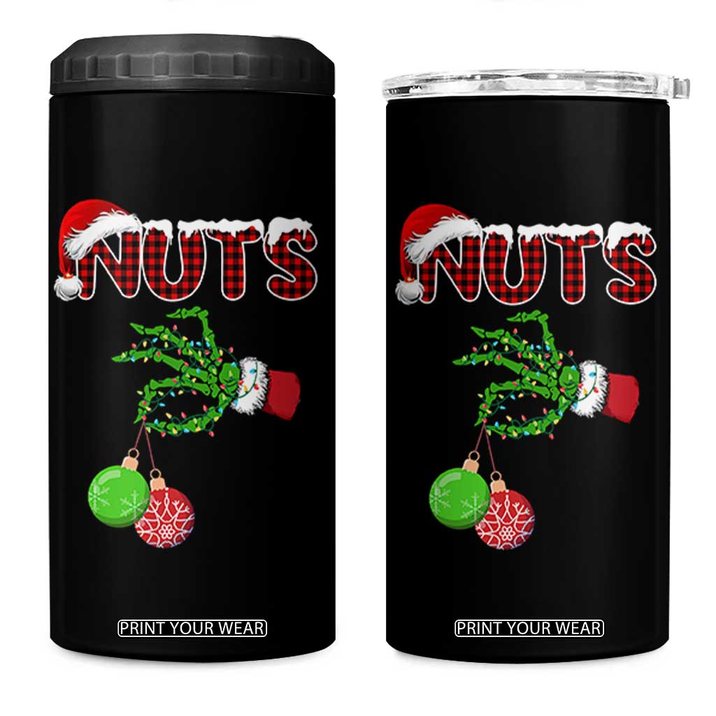 Funny Couples Christmas 4 in 1 Can Cooler Tumbler Chest And Nuts Matching Holiday Skeleton Hand TS10 One Size: 16 oz Black Print Your Wear