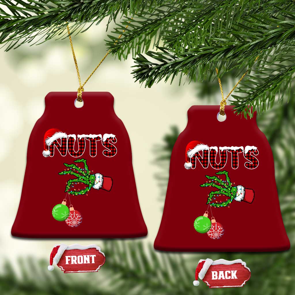 Funny Couples Christmas Ceramic Ornament Chest And Nuts Matching Holiday Skeleton Hand TS10 Print Your Wear