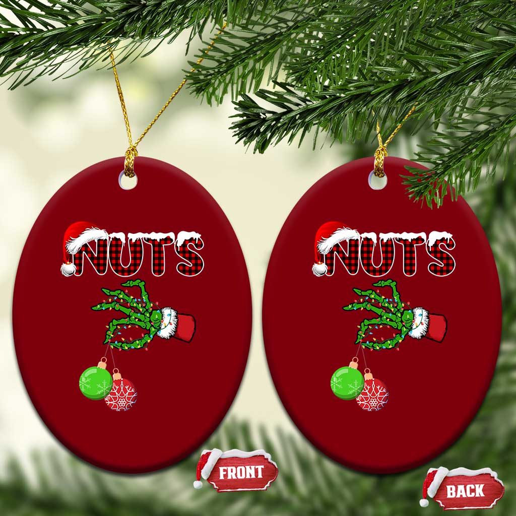 Funny Couples Christmas Ceramic Ornament Chest And Nuts Matching Holiday Skeleton Hand TS10 Print Your Wear