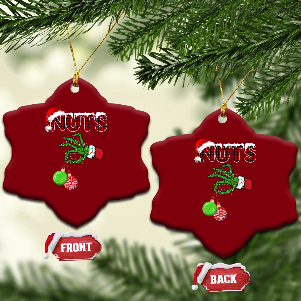Funny Couples Christmas Ceramic Ornament Chest And Nuts Matching Holiday Skeleton Hand TS10 Print Your Wear