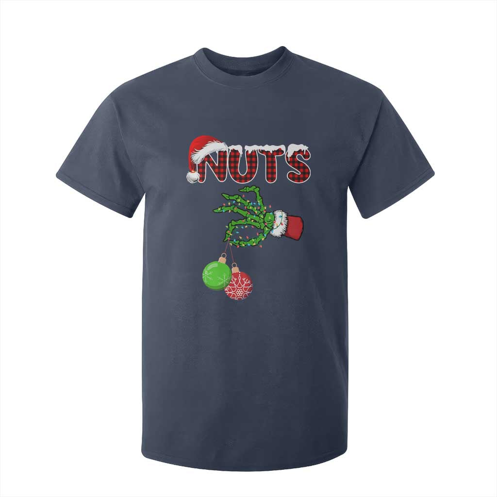 Funny Couples Christmas T Shirt For Kid Chest And Nuts Matching Holiday Skeleton Hand TS10 Navy Print Your Wear