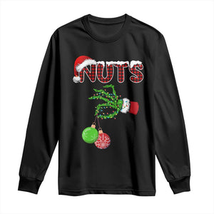 Funny Couples Christmas Long Sleeve Shirt Chest And Nuts Matching Holiday Skeleton Hand TS10 Black Print Your Wear