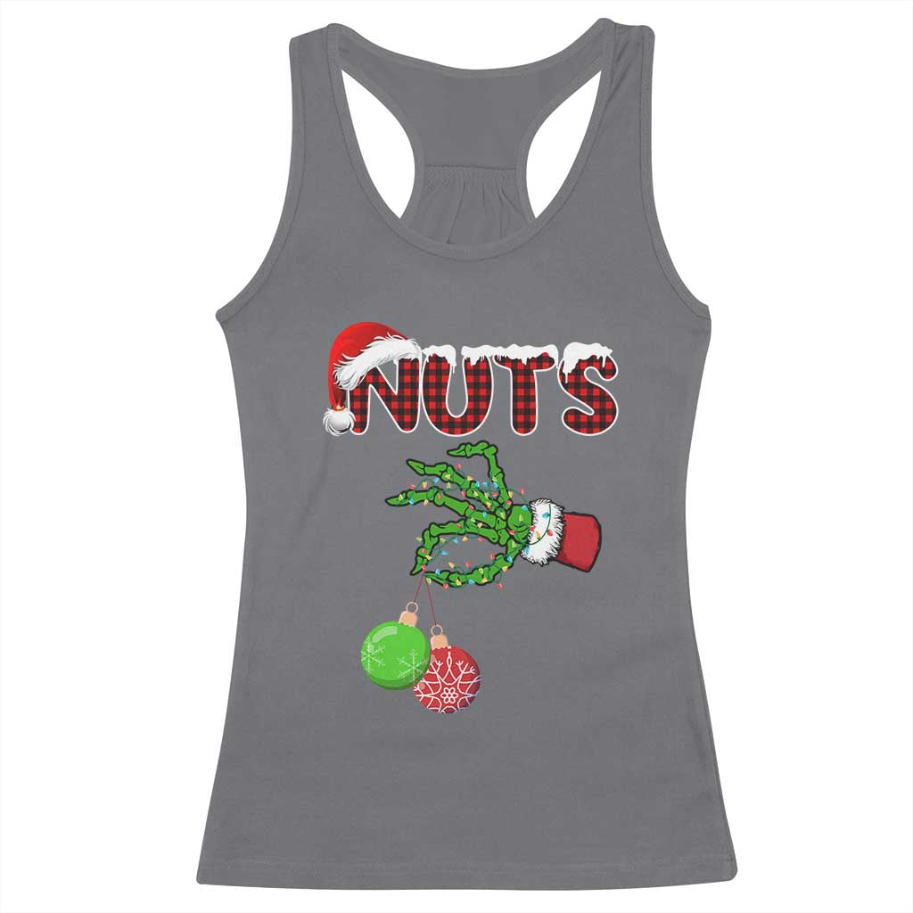 Funny Couples Christmas Racerback Tank Top Chest And Nuts Matching Holiday Skeleton Hand TS10 Charcoal Print Your Wear
