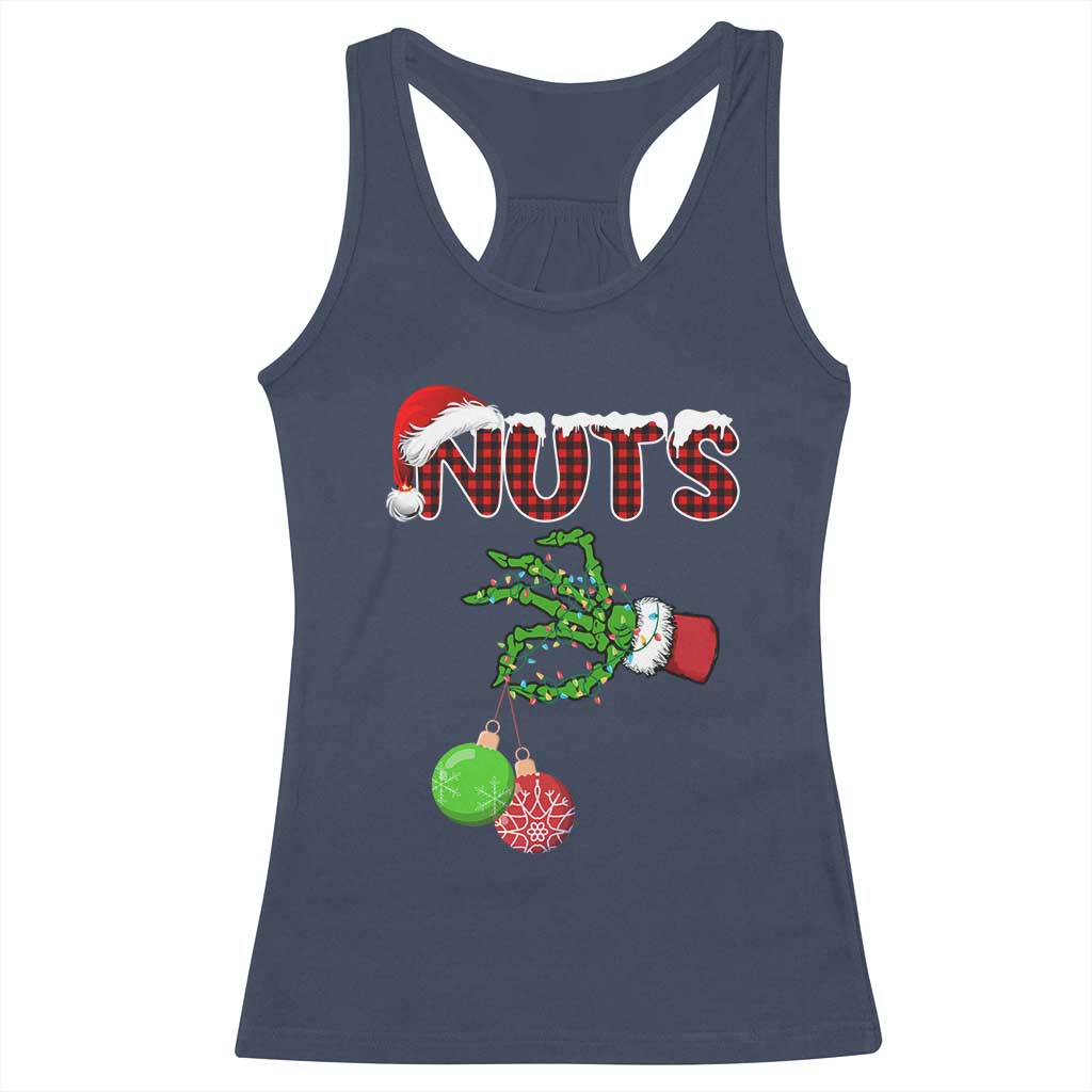 Funny Couples Christmas Racerback Tank Top Chest And Nuts Matching Holiday Skeleton Hand TS10 Navy Print Your Wear
