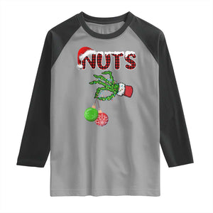 Funny Couples Christmas Raglan Shirt Chest And Nuts Matching Holiday Skeleton Hand TS10 Sport Gray Black Print Your Wear