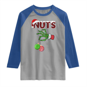 Funny Couples Christmas Raglan Shirt Chest And Nuts Matching Holiday Skeleton Hand TS10 Sport Gray Royal Print Your Wear