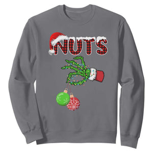 Funny Couples Christmas Sweatshirt Chest And Nuts Matching Holiday Skeleton Hand TS10 Charcoal Print Your Wear