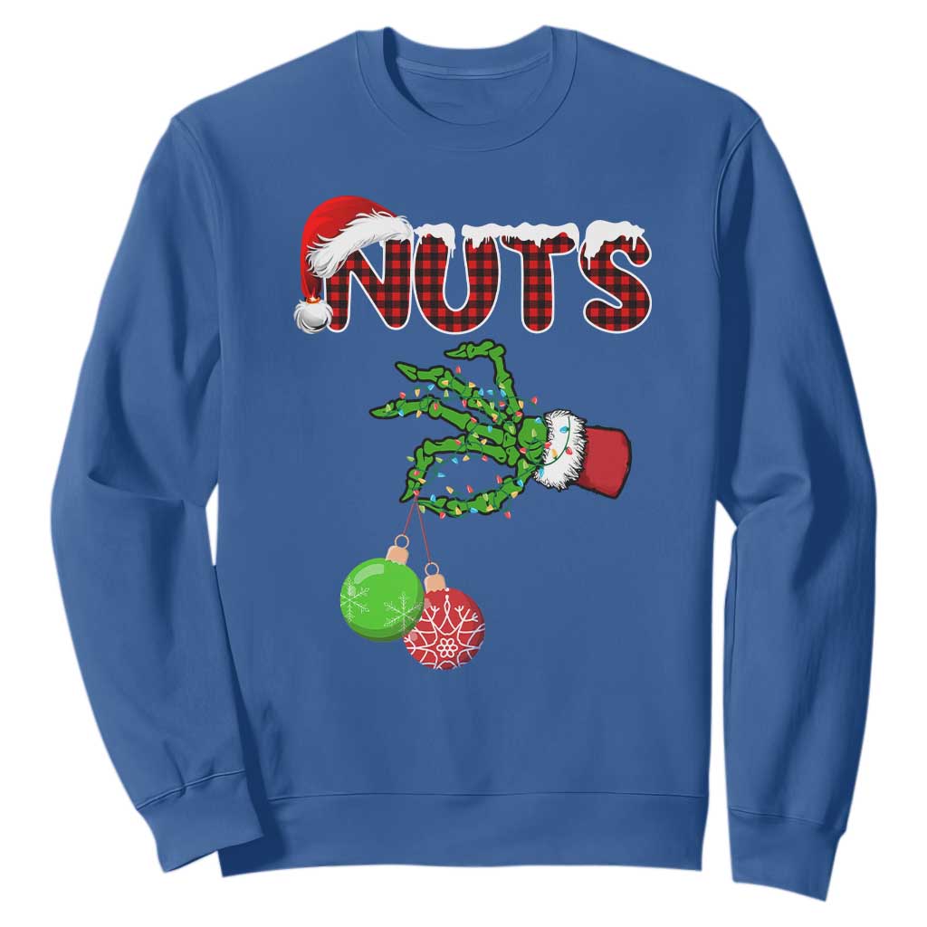 Funny Couples Christmas Sweatshirt Chest And Nuts Matching Holiday Skeleton Hand TS10 Royal Blue Print Your Wear
