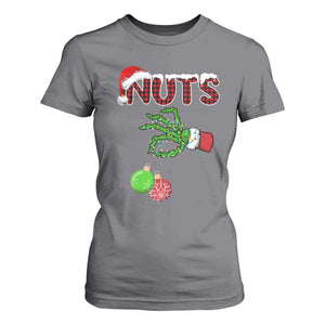 Funny Couples Christmas T Shirt For Women Chest And Nuts Matching Holiday Skeleton Hand TS10 Charcoal Print Your Wear