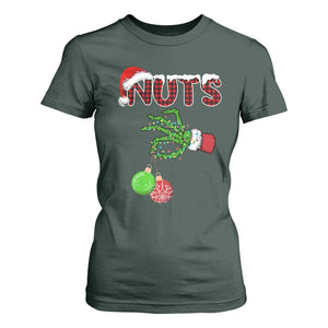 Funny Couples Christmas T Shirt For Women Chest And Nuts Matching Holiday Skeleton Hand TS10 Dark Forest Green Print Your Wear