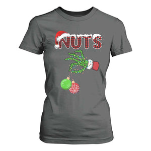 Funny Couples Christmas T Shirt For Women Chest And Nuts Matching Holiday Skeleton Hand TS10 Dark Heather Print Your Wear