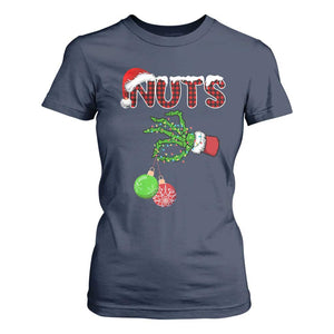 Funny Couples Christmas T Shirt For Women Chest And Nuts Matching Holiday Skeleton Hand TS10 Navy Print Your Wear