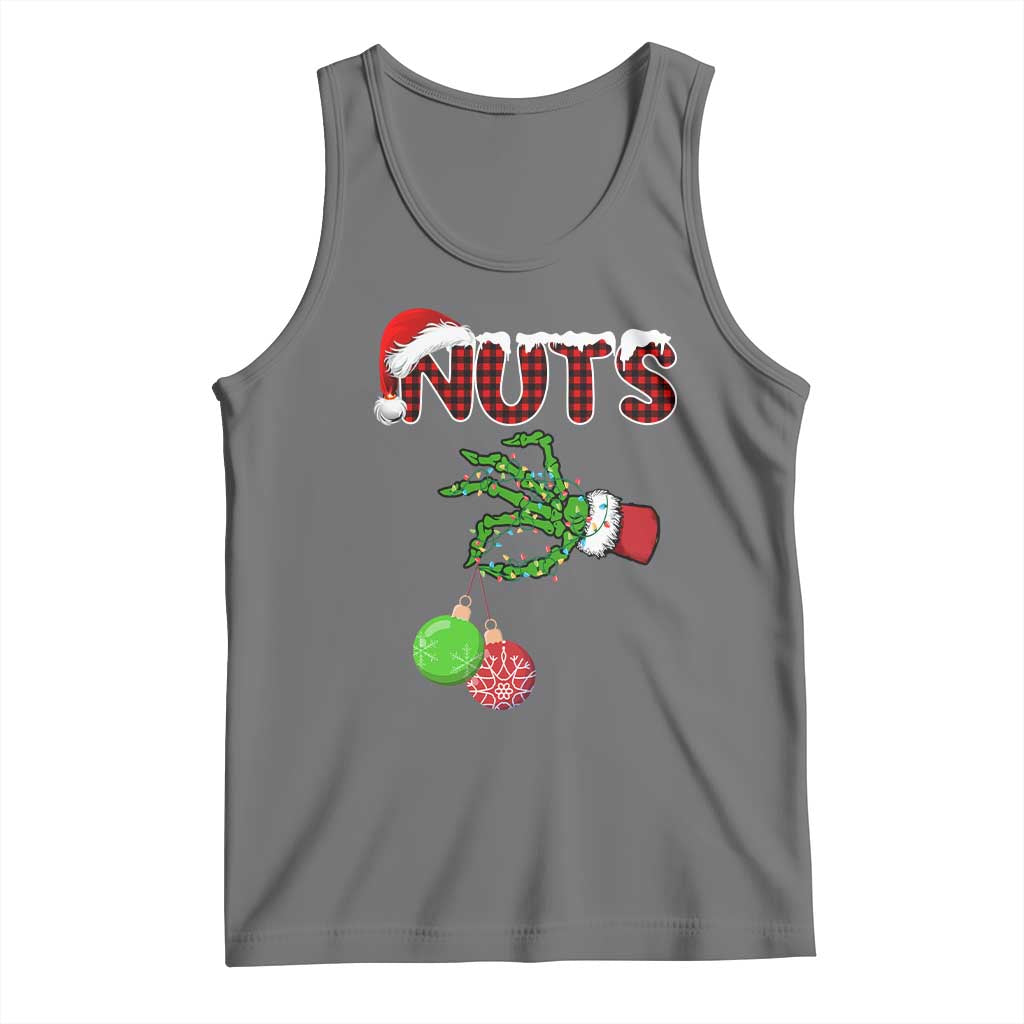 Funny Couples Christmas Tank Top Chest And Nuts Matching Holiday Skeleton Hand TS10 Black Heather Print Your Wear