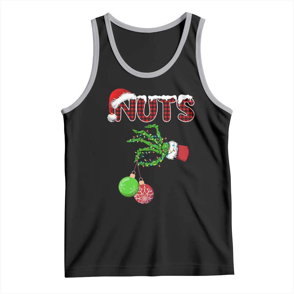 Funny Couples Christmas Tank Top Chest And Nuts Matching Holiday Skeleton Hand TS10 Black Athletic Heather Print Your Wear
