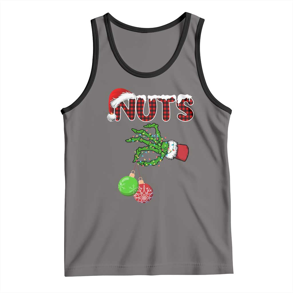 Funny Couples Christmas Tank Top Chest And Nuts Matching Holiday Skeleton Hand TS10 Deep Heather Black Print Your Wear