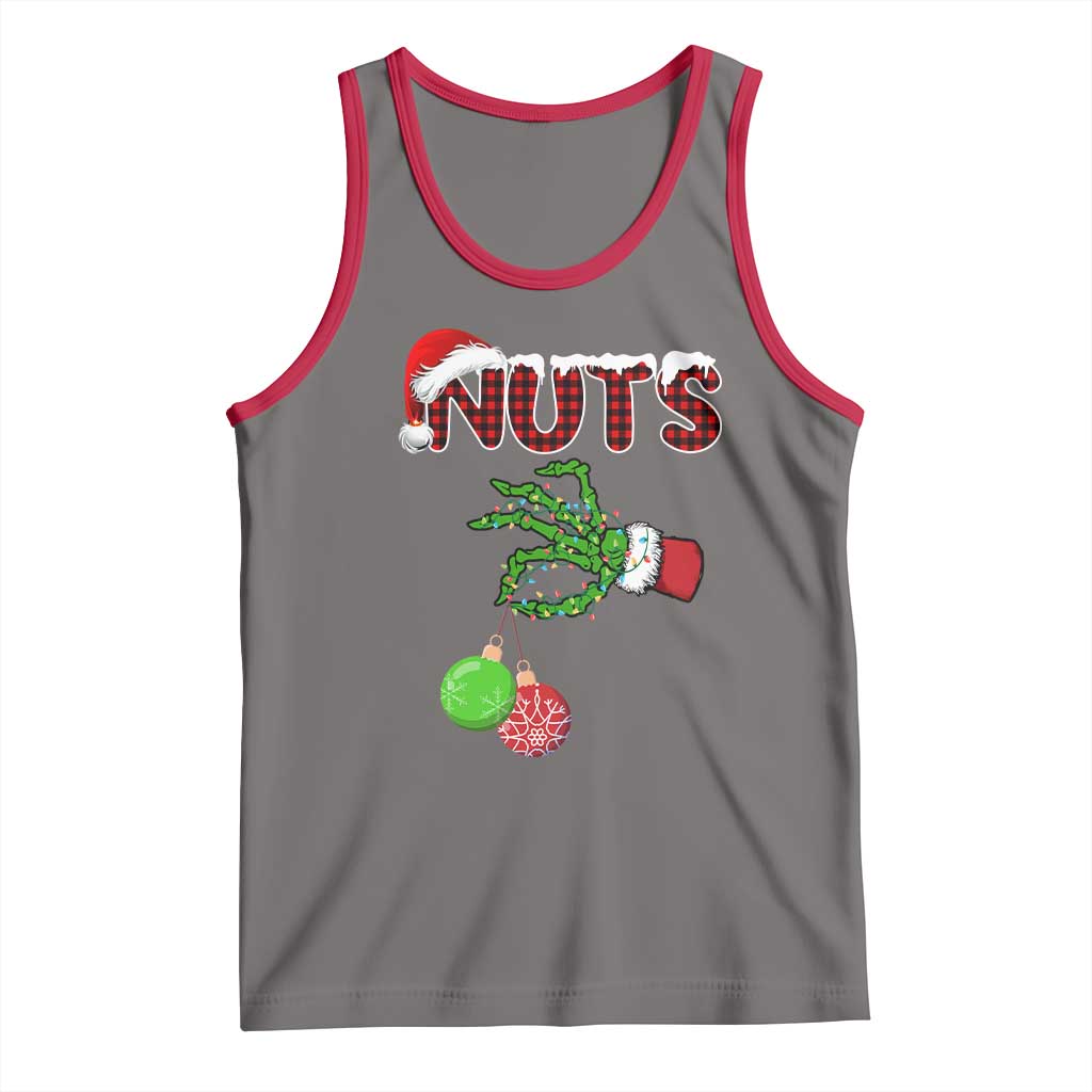 Funny Couples Christmas Tank Top Chest And Nuts Matching Holiday Skeleton Hand TS10 Deep Heather Red Print Your Wear