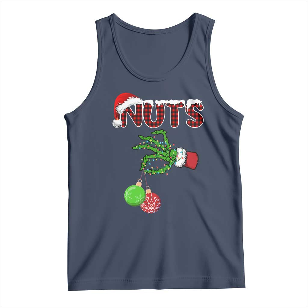 Funny Couples Christmas Tank Top Chest And Nuts Matching Holiday Skeleton Hand TS10 Navy Print Your Wear