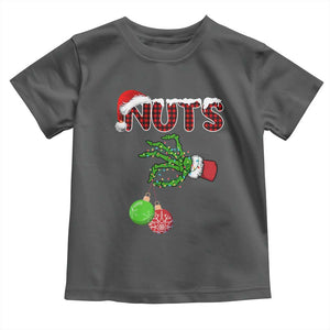 Funny Couples Christmas Toddler T Shirt Chest And Nuts Matching Holiday Skeleton Hand TS10 Dark Heather Print Your Wear