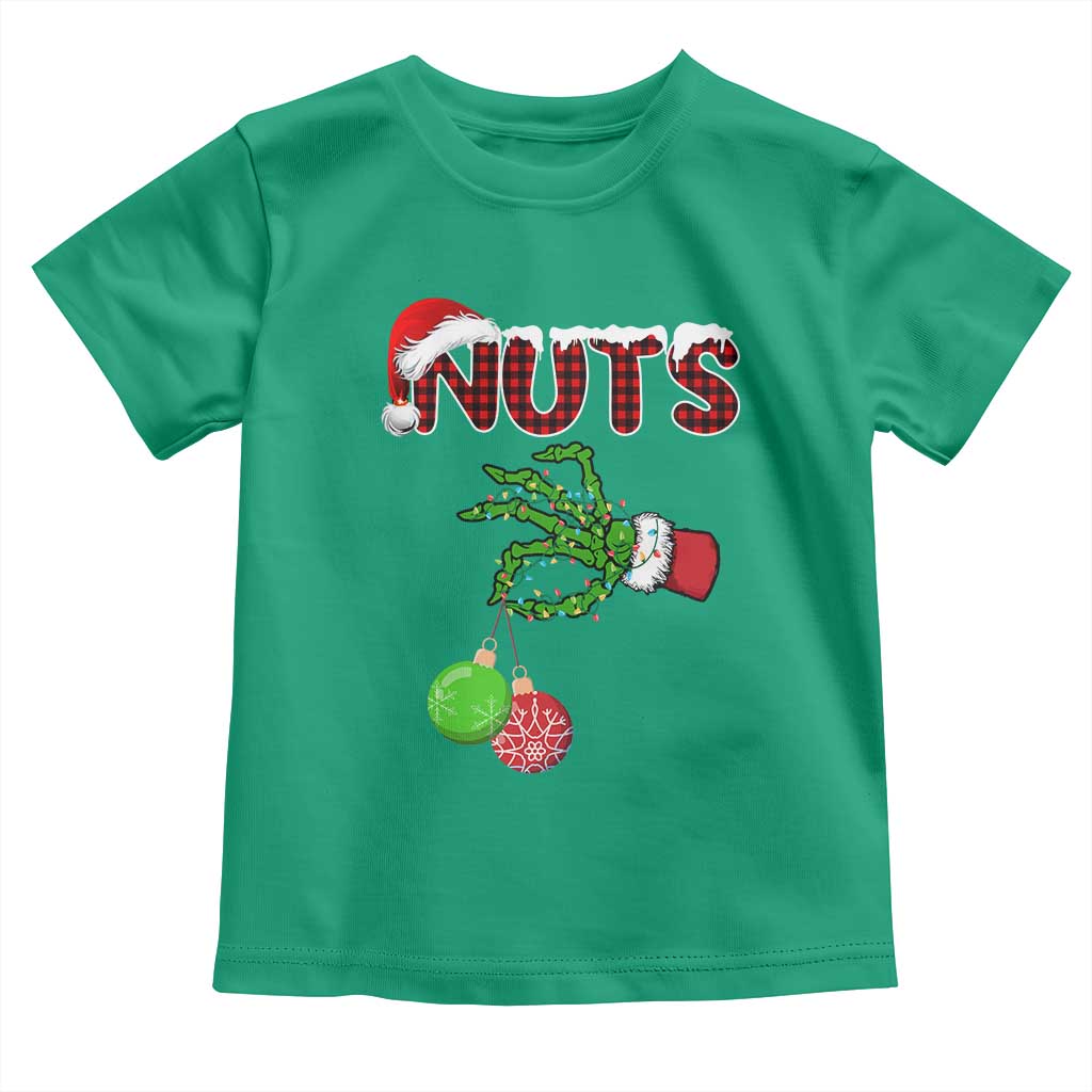 Funny Couples Christmas Toddler T Shirt Chest And Nuts Matching Holiday Skeleton Hand TS10 Irish Green Print Your Wear