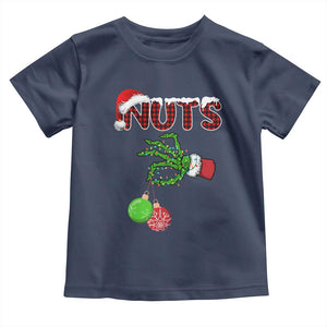Funny Couples Christmas Toddler T Shirt Chest And Nuts Matching Holiday Skeleton Hand TS10 Navy Print Your Wear