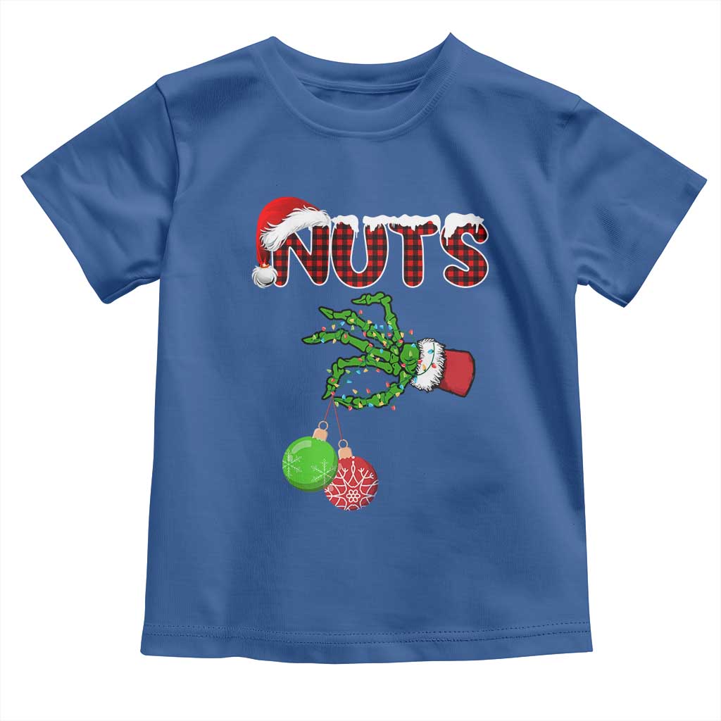 Funny Couples Christmas Toddler T Shirt Chest And Nuts Matching Holiday Skeleton Hand TS10 Royal Blue Print Your Wear