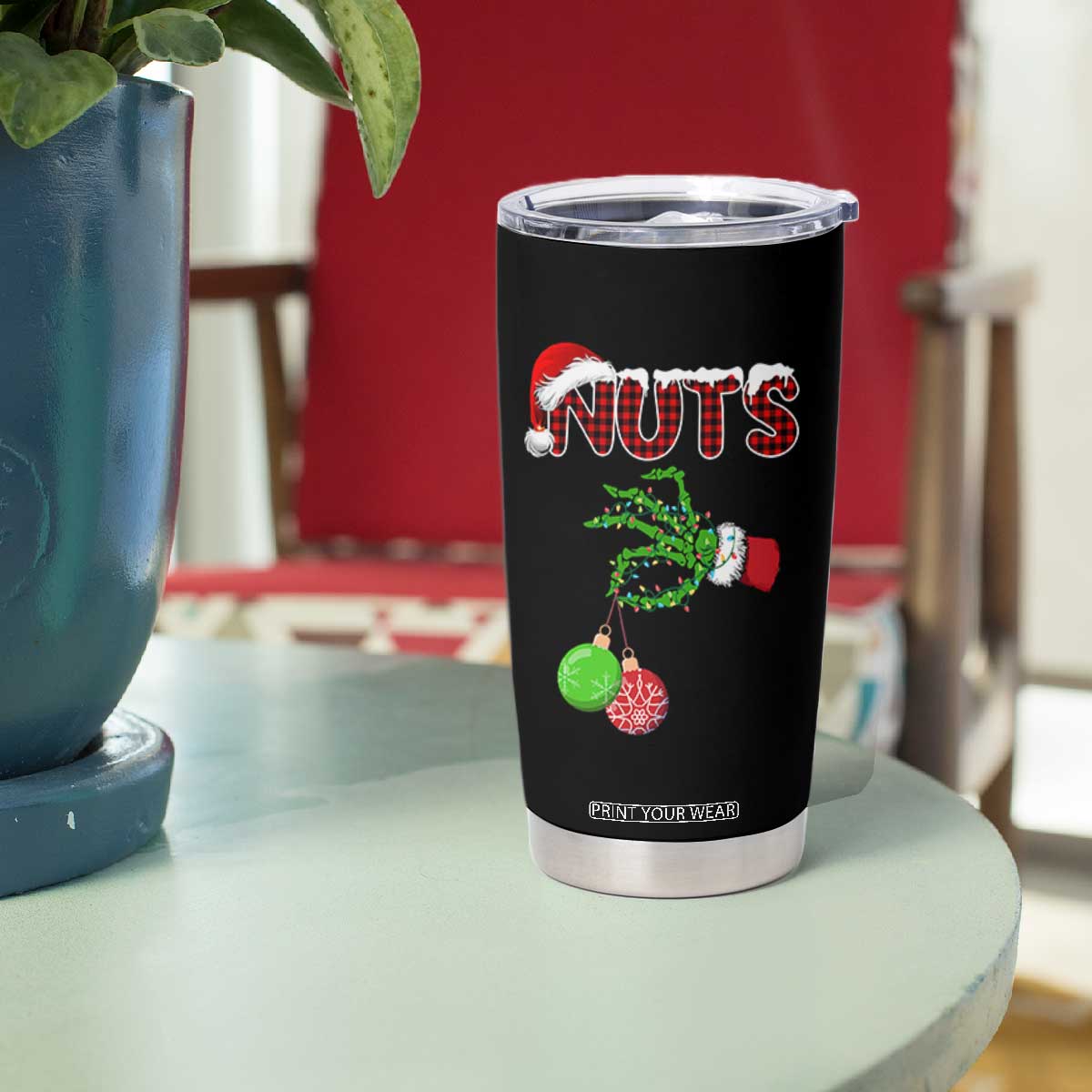 Funny Couples Christmas Tumbler Cup Chest And Nuts Matching Holiday Skeleton Hand TS10 Print Your Wear