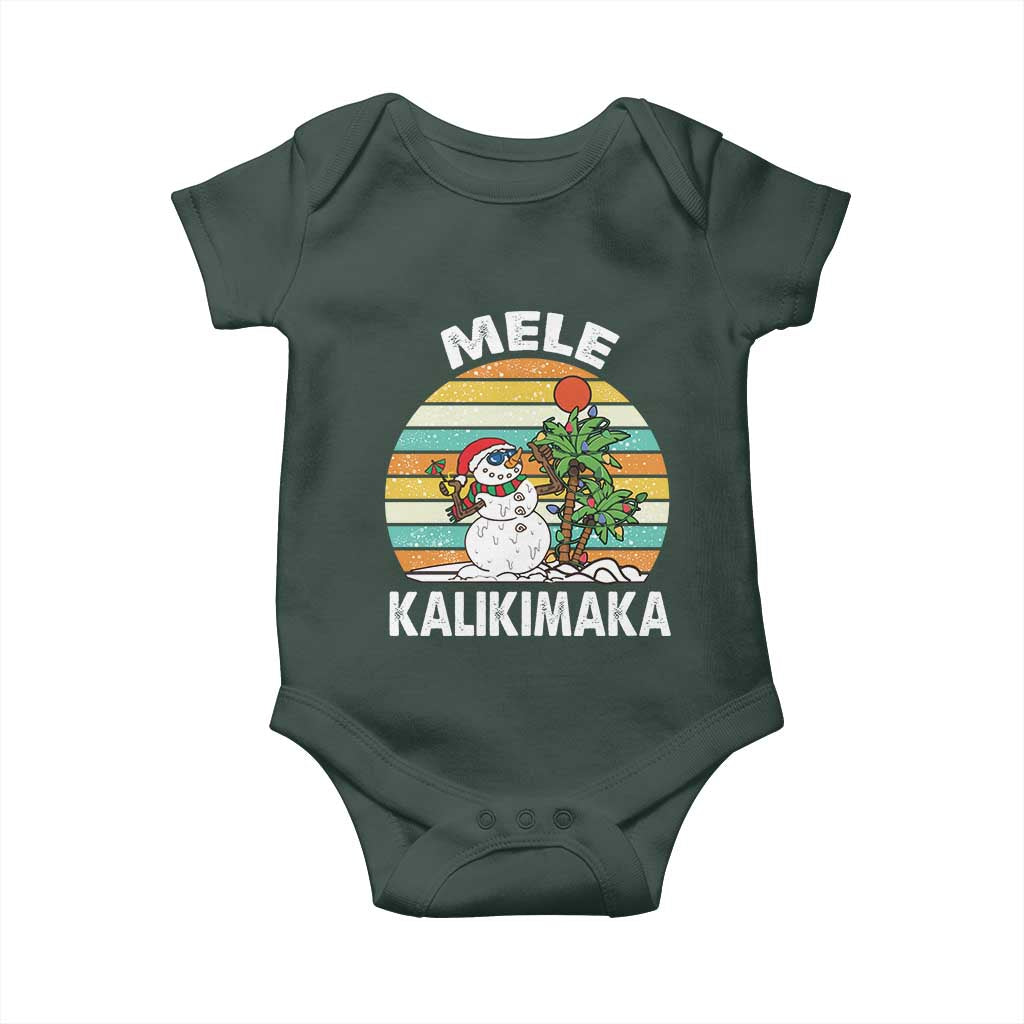 Vintage Cute Mele Kalikimaka Christmas Baby Onesie Funny Snowman Palm Tree Beach Tropical Xmas TS10 Print Your Wear