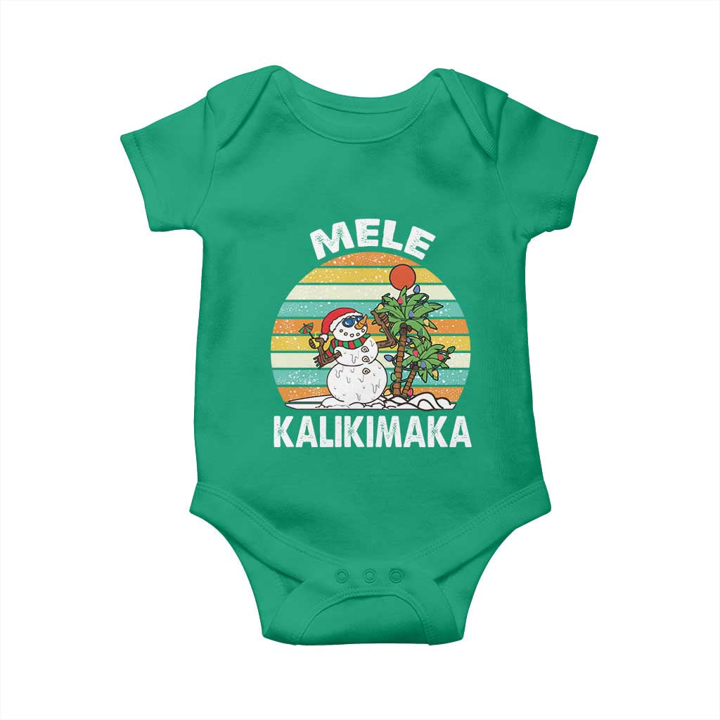 Vintage Cute Mele Kalikimaka Christmas Baby Onesie Funny Snowman Palm Tree Beach Tropical Xmas TS10 Irish Green Print Your Wear