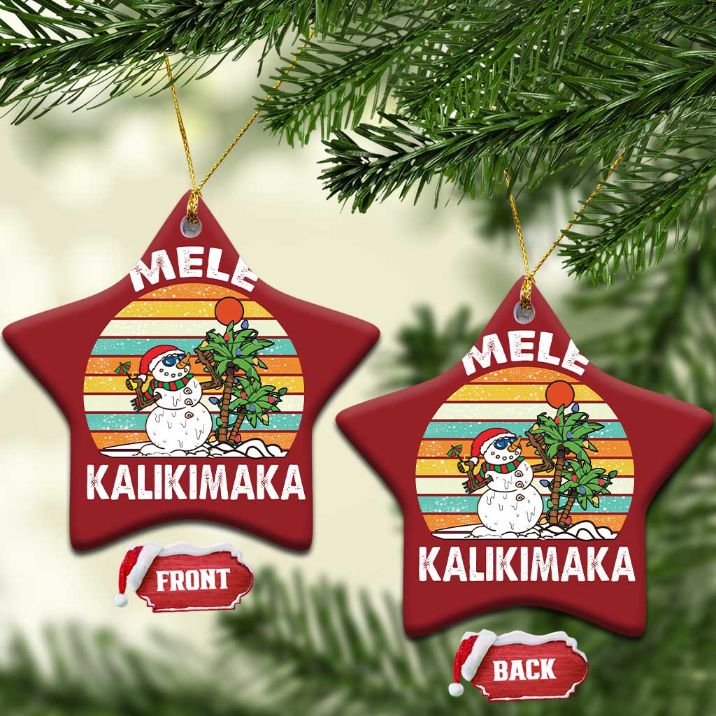 Vintage Cute Mele Kalikimaka Xmas Christmas Ornament Funny Snowman Palm Tree Beach Tropical Gift Family Holiday TS10 Star Red Print Your Wear