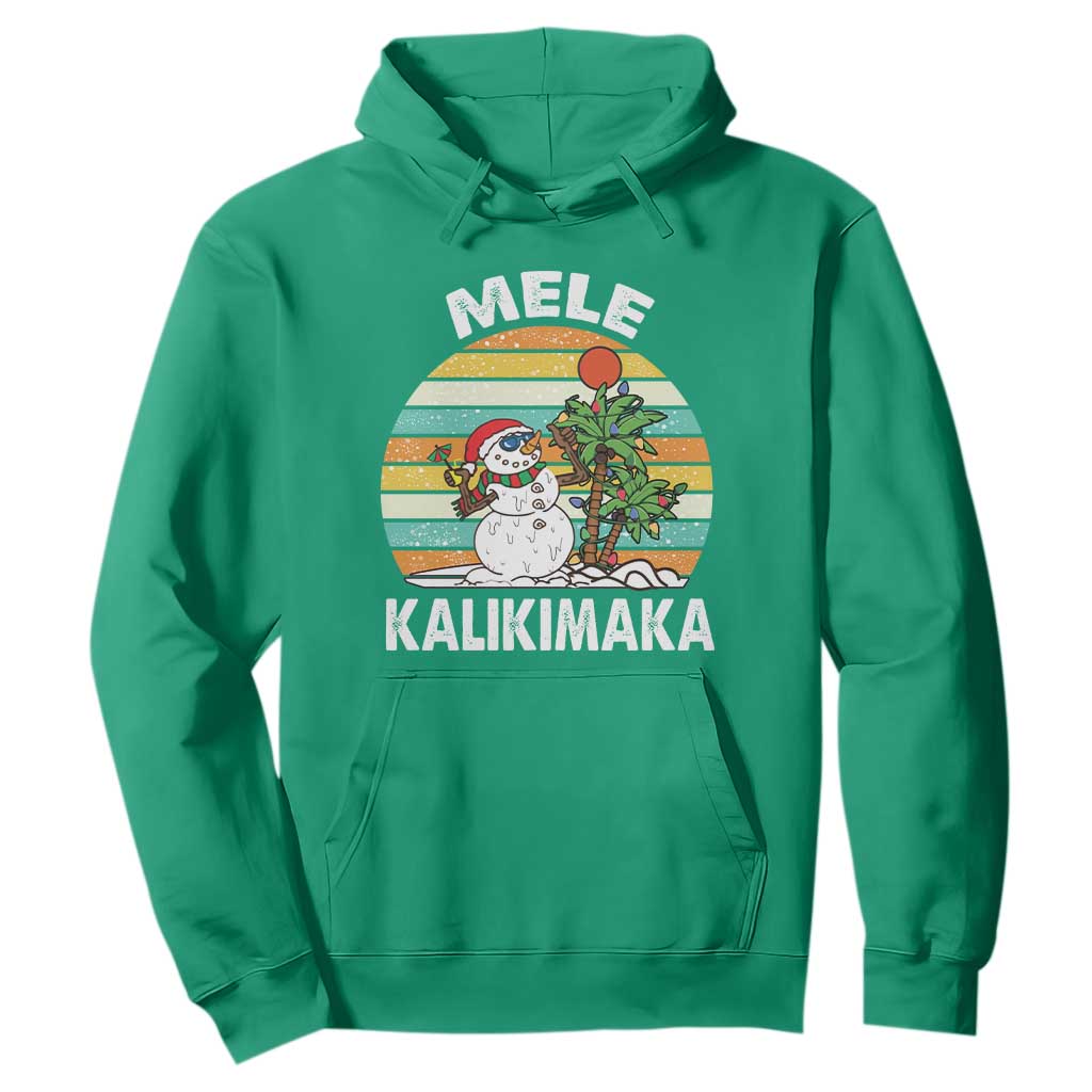 Vintage Cute Mele Kalikimaka Christmas Hoodie Funny Snowman Palm Tree Beach Tropical Xmas TS10 Irish Green Print Your Wear