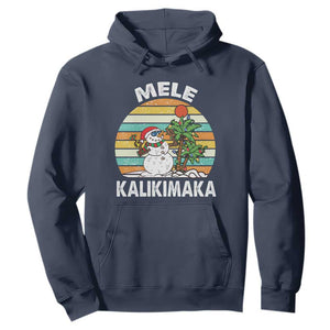 Vintage Cute Mele Kalikimaka Christmas Hoodie Funny Snowman Palm Tree Beach Tropical Xmas TS10 Navy Print Your Wear