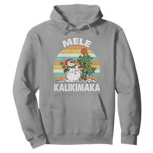 Vintage Cute Mele Kalikimaka Christmas Hoodie Funny Snowman Palm Tree Beach Tropical Xmas TS10 Sport Gray Print Your Wear
