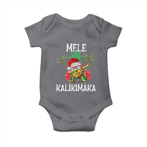Hawaii Christmas Baby Onesie Mele Kalikimaka Hawaiian Pineapple Xmas Lights Santa Hat TS10 Charcoal Print Your Wear
