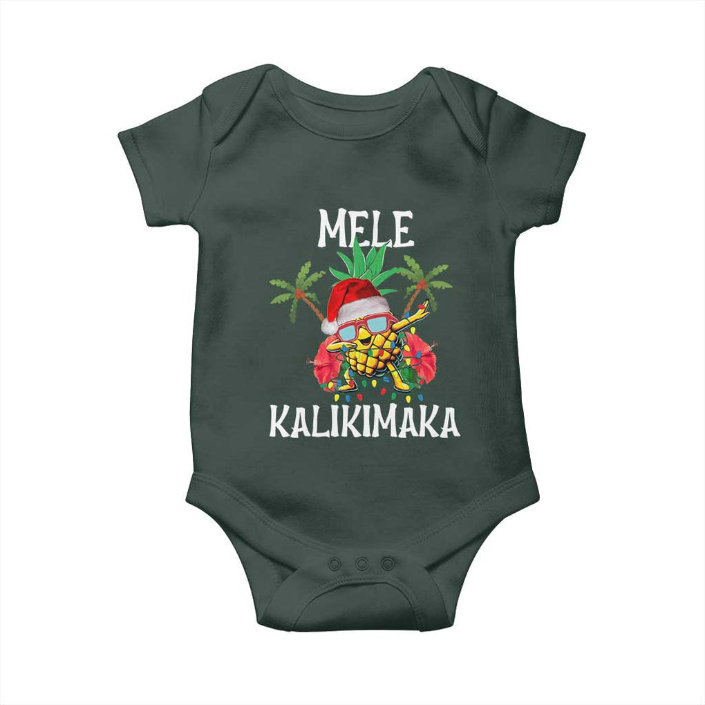 Hawaii Christmas Baby Onesie Mele Kalikimaka Hawaiian Pineapple Xmas Lights Santa Hat TS10 Print Your Wear