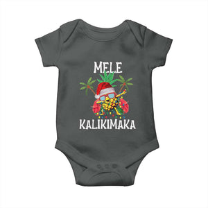 Hawaii Christmas Baby Onesie Mele Kalikimaka Hawaiian Pineapple Xmas Lights Santa Hat TS10 Dark Heather Print Your Wear