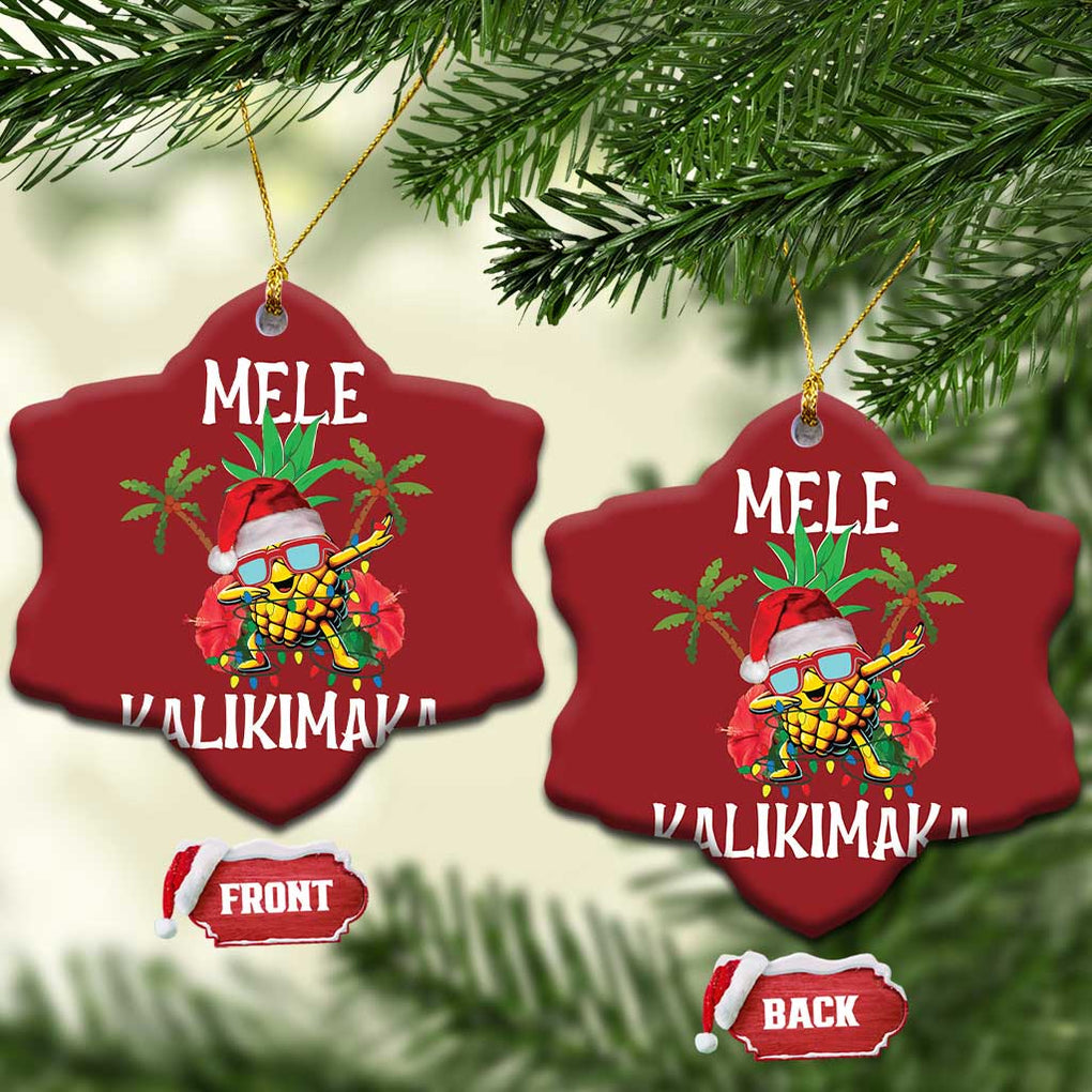 Hawaii Xmas Christmas Ornament Mele Kalikimaka Hawaiian Pineapple Xmas Lights Santa Hat TS10 Snow Flake Red Print Your Wear