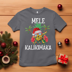Hawaii Christmas T Shirt Mele Kalikimaka Hawaiian Pineapple Xmas Lights Santa Hat TS10 Charcoal Print Your Wear