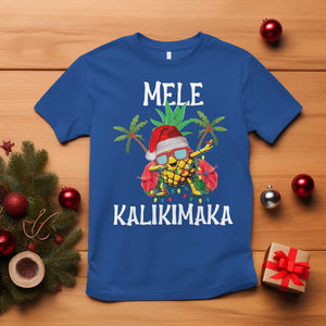 Hawaii Christmas T Shirt Mele Kalikimaka Hawaiian Pineapple Xmas Lights Santa Hat TS10 Royal Blue Print Your Wear