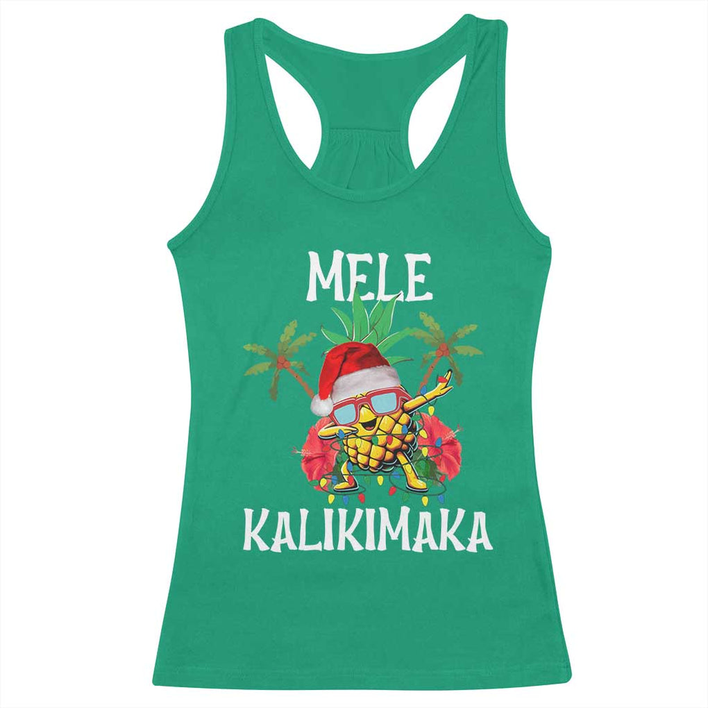 Hawaii Christmas Racerback Tank Top Mele Kalikimaka Hawaiian Pineapple Xmas Lights Santa Hat TS10 Irish Green Print Your Wear