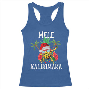 Hawaii Christmas Racerback Tank Top Mele Kalikimaka Hawaiian Pineapple Xmas Lights Santa Hat TS10 Royal Blue Print Your Wear