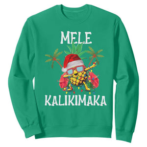 Hawaii Christmas Sweatshirt Mele Kalikimaka Hawaiian Pineapple Xmas Lights Santa Hat TS10 Irish Green Print Your Wear