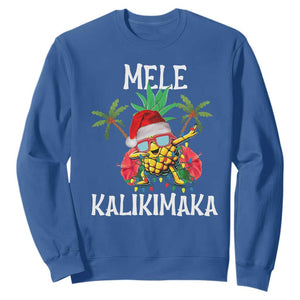 Hawaii Christmas Sweatshirt Mele Kalikimaka Hawaiian Pineapple Xmas Lights Santa Hat TS10 Royal Blue Print Your Wear
