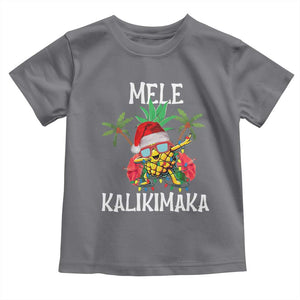 Hawaii Christmas Toddler T Shirt Mele Kalikimaka Hawaiian Pineapple Xmas Lights Santa Hat TS10 Charcoal Print Your Wear