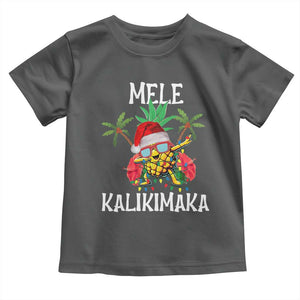 Hawaii Christmas Toddler T Shirt Mele Kalikimaka Hawaiian Pineapple Xmas Lights Santa Hat TS10 Dark Heather Print Your Wear