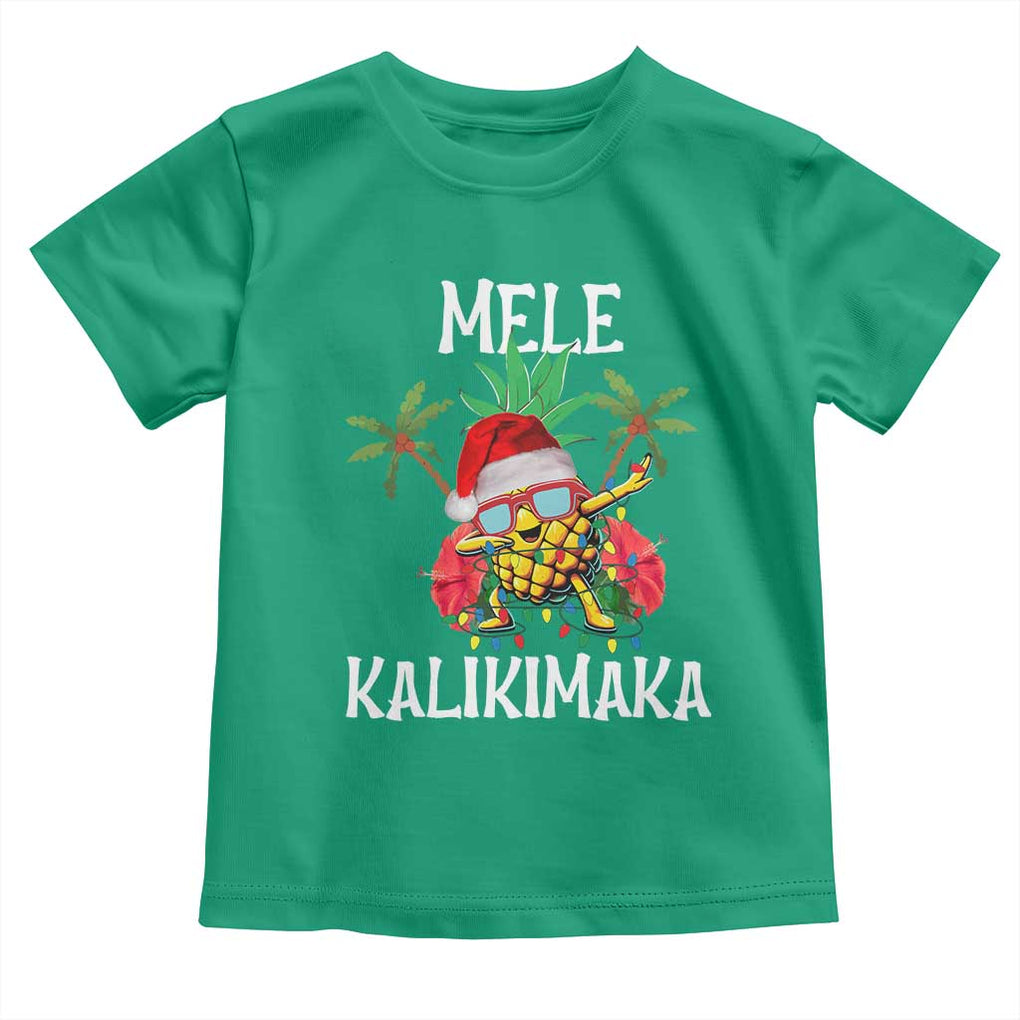 Hawaii Christmas Toddler T Shirt Mele Kalikimaka Hawaiian Pineapple Xmas Lights Santa Hat TS10 Irish Green Print Your Wear
