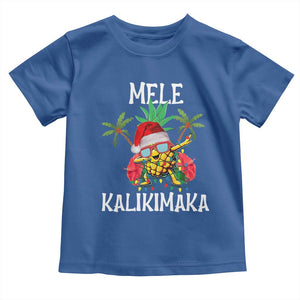 Hawaii Christmas Toddler T Shirt Mele Kalikimaka Hawaiian Pineapple Xmas Lights Santa Hat TS10 Royal Blue Print Your Wear