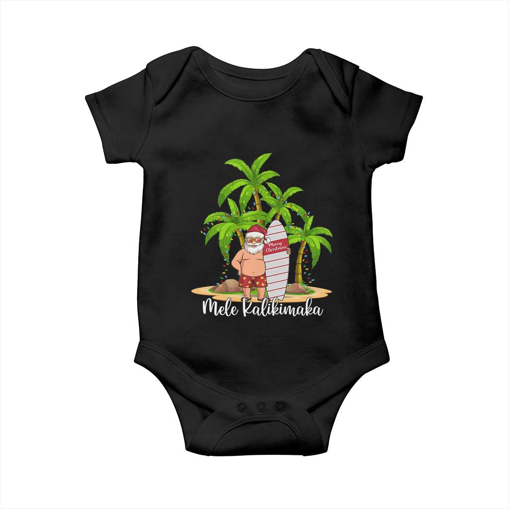 Mele Kalikimaka Hawaiian Christmas Baby Onesie Hawaii Santa Xmas Beach Family Vacation TS10 Black Print Your Wear