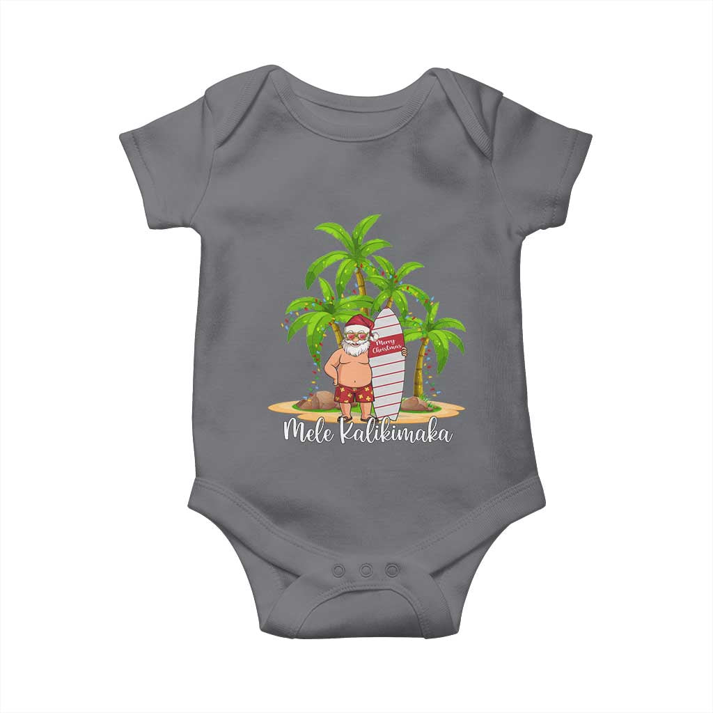 Mele Kalikimaka Hawaiian Christmas Baby Onesie Hawaii Santa Xmas Beach Family Vacation TS10 Charcoal Print Your Wear