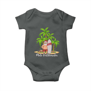 Mele Kalikimaka Hawaiian Christmas Baby Onesie Hawaii Santa Xmas Beach Family Vacation TS10 Dark Heather Print Your Wear
